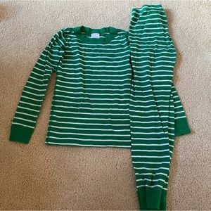 Hanna Andersson Green & White Striped Pajamas 120(6-7)